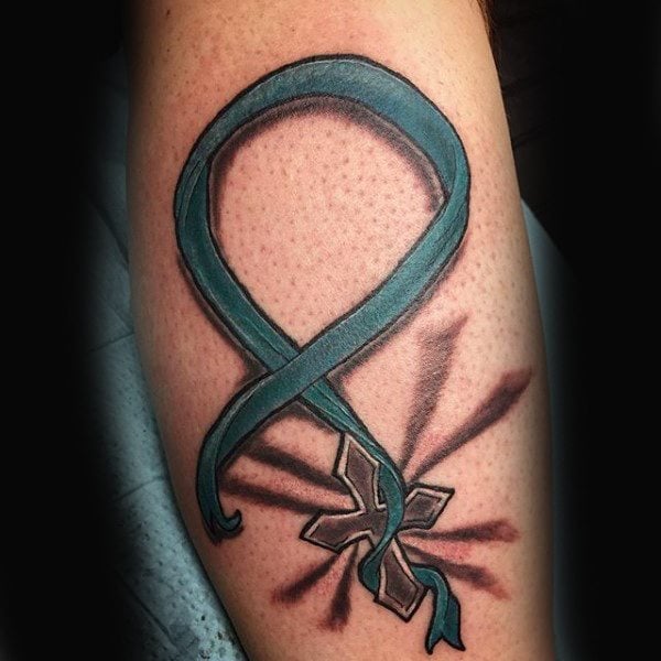 Schleife tattoo gegen den Krebs 43